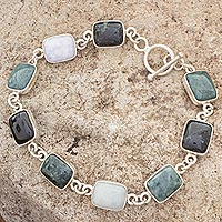 Jade link bracelet, 'Ya'ax Chich Colors' - Jade link bracelet