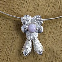 Lilac jade flower necklace,