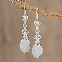 Lilac jade dangle earrings, 'Love Poem' - Lilac jade dangle earrings