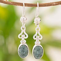 Jade dangle earrings, 'Love Poem' - Jade dangle earrings
