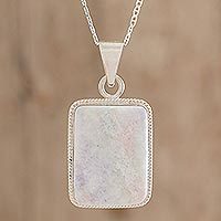Reversible lilac jade pendant necklace,