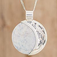 Reversible jade pendant necklace,