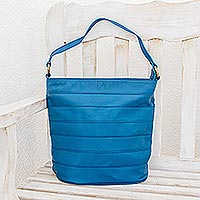 Leather shoulder bag Ocean Blue Nicaragua