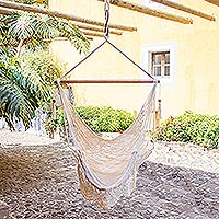 Cotton hammock swing, 'Montelimar Sands' - Handcrafted Cotton Hammock Swing
