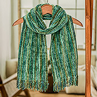 Rayon chenille scarf Rainforest Guatemala