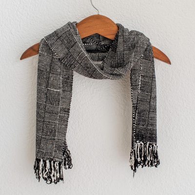 Rayon chenille scarf, Monochrome Riddle