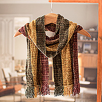 Rayon chenille scarf Warm Heart Guatemala