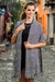 Rayon chenille shawl, 'Monochrome Riddle' - Black and White Handcrafted Rayon Chenille Shawl thumbail