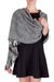 Rayon chenille shawl, 'Monochrome Riddle' - Black and White Handcrafted Rayon Chenille Shawl (image 2a) thumbail