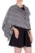 Rayon chenille shawl, 'Monochrome Riddle' - Black and White Handcrafted Rayon Chenille Shawl (image 2b) thumbail