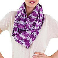 Cotton infinity scarf, 'Amethyst Twilight' - Handcrafted Cotton Infinity Scarf
