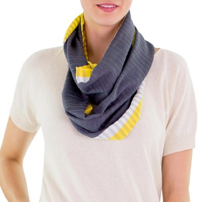 Cotton infinity scarf, Silver Comalapa Breeze
