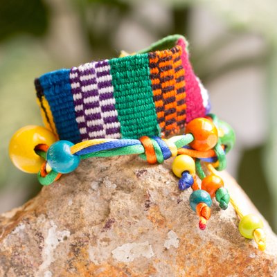 Cotton wrap bracelet, Hummingbird