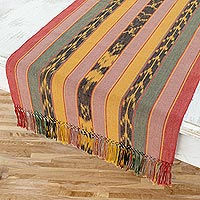 Cotton table runner Forest Dawn Guatemala