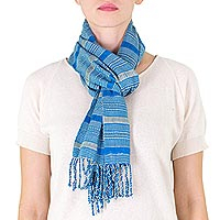 Cotton scarf Blue Breeze Guatemala