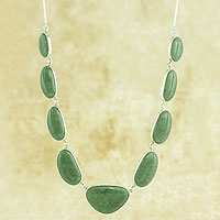 Jade pendent necklace, 'Mint Green B'olom' - Artisan Crafted Jewelry Jade Necklace in Sterling Silver