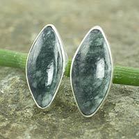 Jade button earrings,