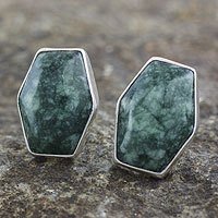 Jade button earrings,