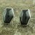 Jade button earrings, 'Black Maya Cornerstone' - Artisan Crafted Silver and Black Jade Button Earrings thumbail