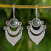 Dark green jade dangle earrings,