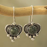 Jade heart earrings,