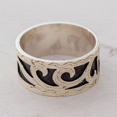 Artisan Crafted Sterling Silver Band Ring from Guatemala