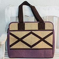 Jute and linen travel bag Lilac Voyage Guatemala