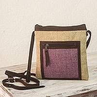 Jute and linen shoulder bag,