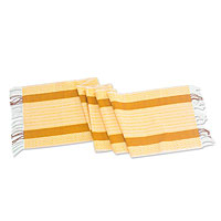 Cotton table runner Yellow Pathways Guatemala