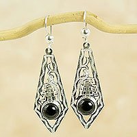Black jade dangle earrings,
