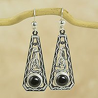 Black jade dangle earrings,
