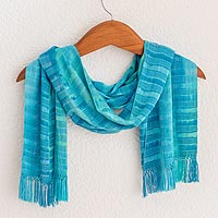Rayon chenille scarf Forever Blue Guatemala