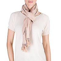 Cotton scarf Brown White Lanquin Guatemala