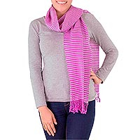 Cotton scarf Purple Grey Lanquin Guatemala