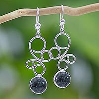 Dark green jade dangle earrings,
