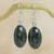 Dark green jade dangle earrings, 'Maya Elegance' - Guatemalan Dark Green Jade Sterling Silver Hook Earrings thumbail