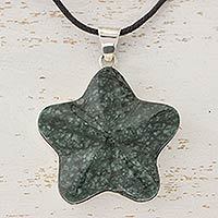Dark green jade pendant necklace,