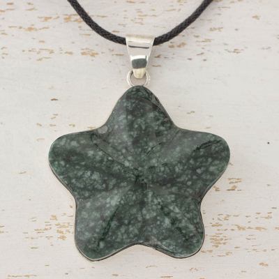 Dark green jade pendant necklace, Wishing Star