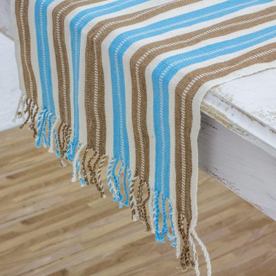 Cotton table runner, Sky and Earth
