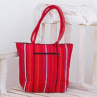 Cotton tote bag Crimson Fiesta Guatemala