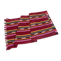 Cotton table runner Red Paths to Chichicastenango Guatemala