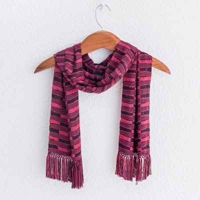 Rayon chenille scarf, Magenta Nights