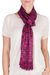 Rayon chenille scarf, 'Magenta Nights' - Backstrap Rayon Chenille Handmade Scarf in Magenta and Black (image 2a) thumbail