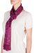 Rayon chenille scarf, 'Magenta Nights' - Backstrap Rayon Chenille Handmade Scarf in Magenta and Black (image 2b) thumbail