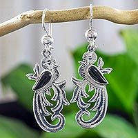 Black jade dangle earrings,