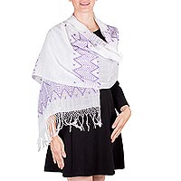 Cotton shawl Purple Santa Cruz Hills Guatemala