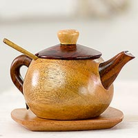 Mahogany sugar bowl and saucer Coffee or Tea 4 pieces Guatemala