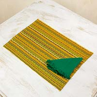 Cotton placemats and napkins Kaqchikel Sun set for 4 Guatemala