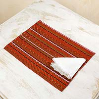 Cotton placemats and napkins Kaqchikel Fiesta set for 4 Guatemala