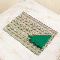 Cotton placemats and napkins Kaqchikel Rainbow set for 4 Guatemala